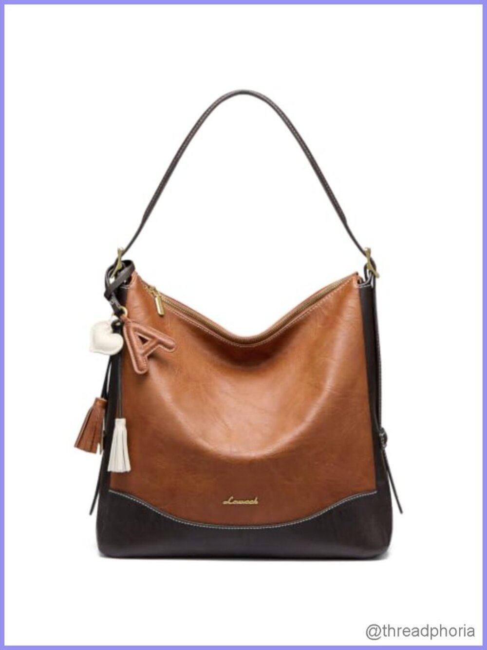 Hobo Bag for Women Vegan Leather Shoulder Bag with Charm Large Capacity Purse